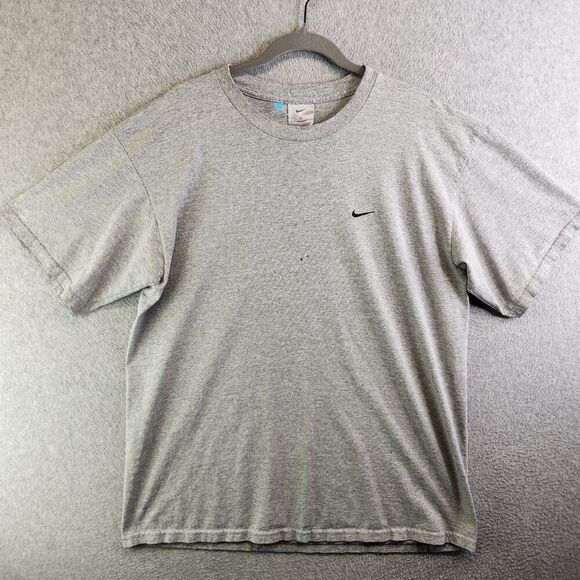 Nike Shirt Mens L Gray Vintage Y2K Silver Tag Left Swoosh Crewneck Tee Vtg - Picture 1 of 12